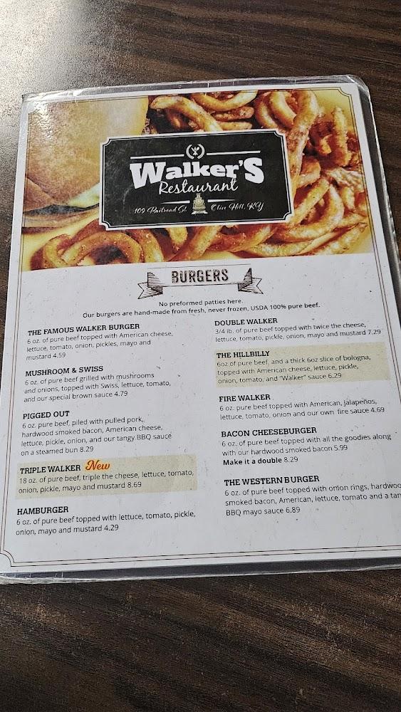 Walker's Restaurant Menu image 1